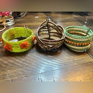 Beautiful Beaded Cuff Bracelet Lot of 3 Lot # 475